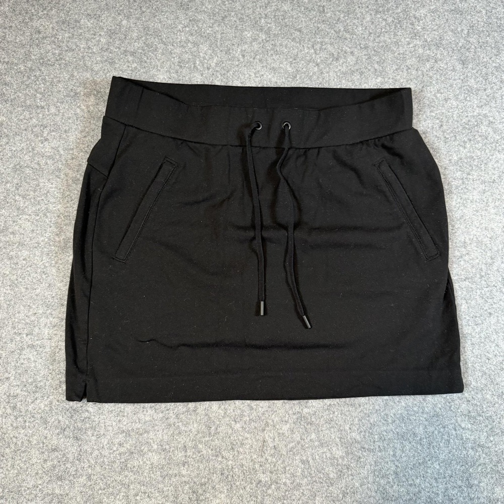 Athleta Skort Womens Small Black Athletic Knit Built In Shorts Pockets Running